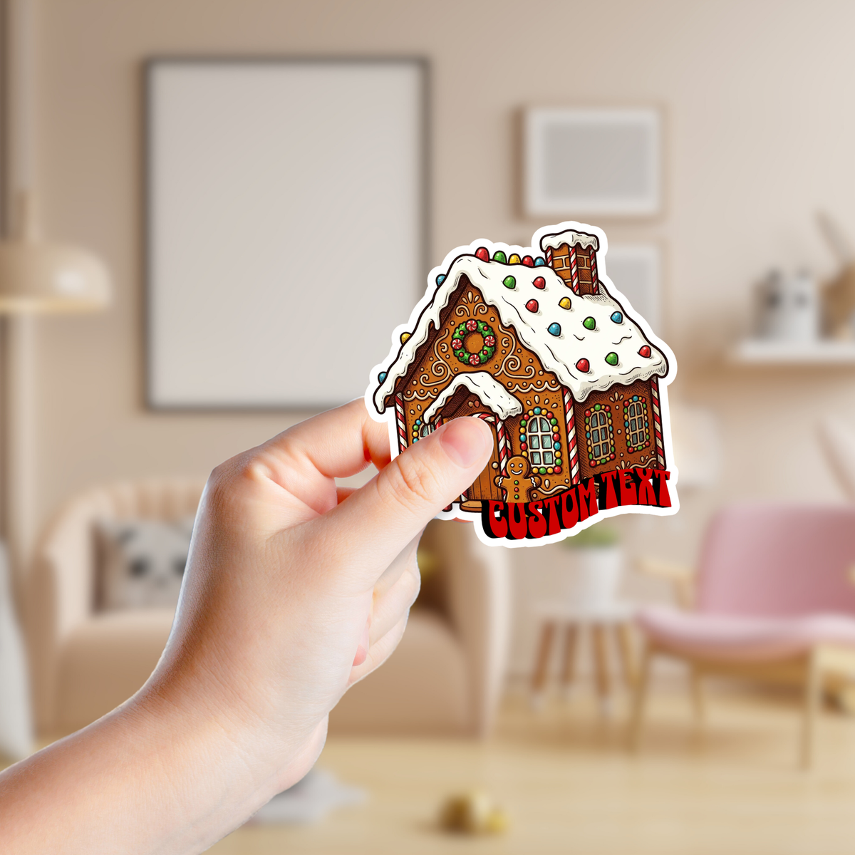 Gingerbread House Custom Christmas Sticker