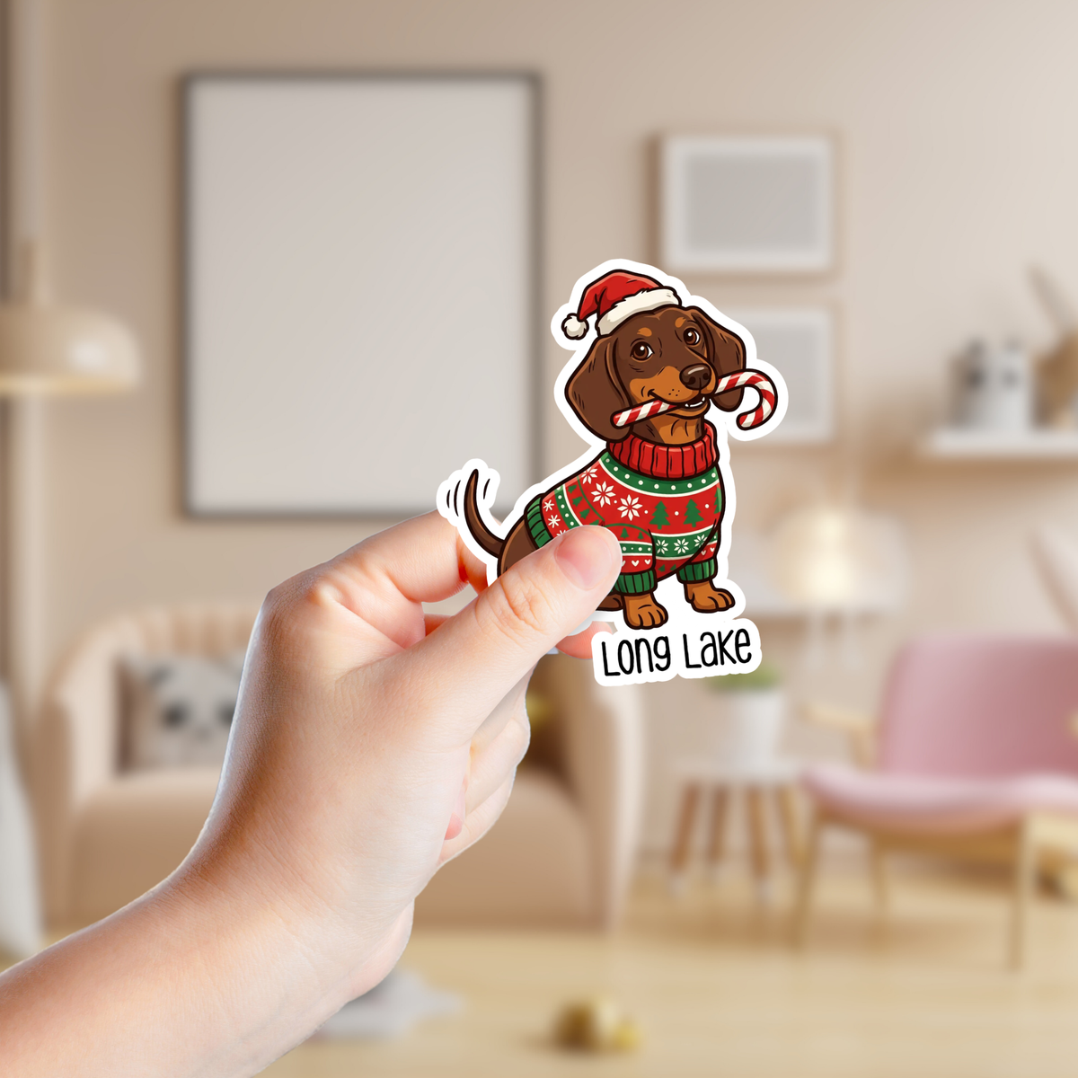 Christmas Dachshund Custom Sticker