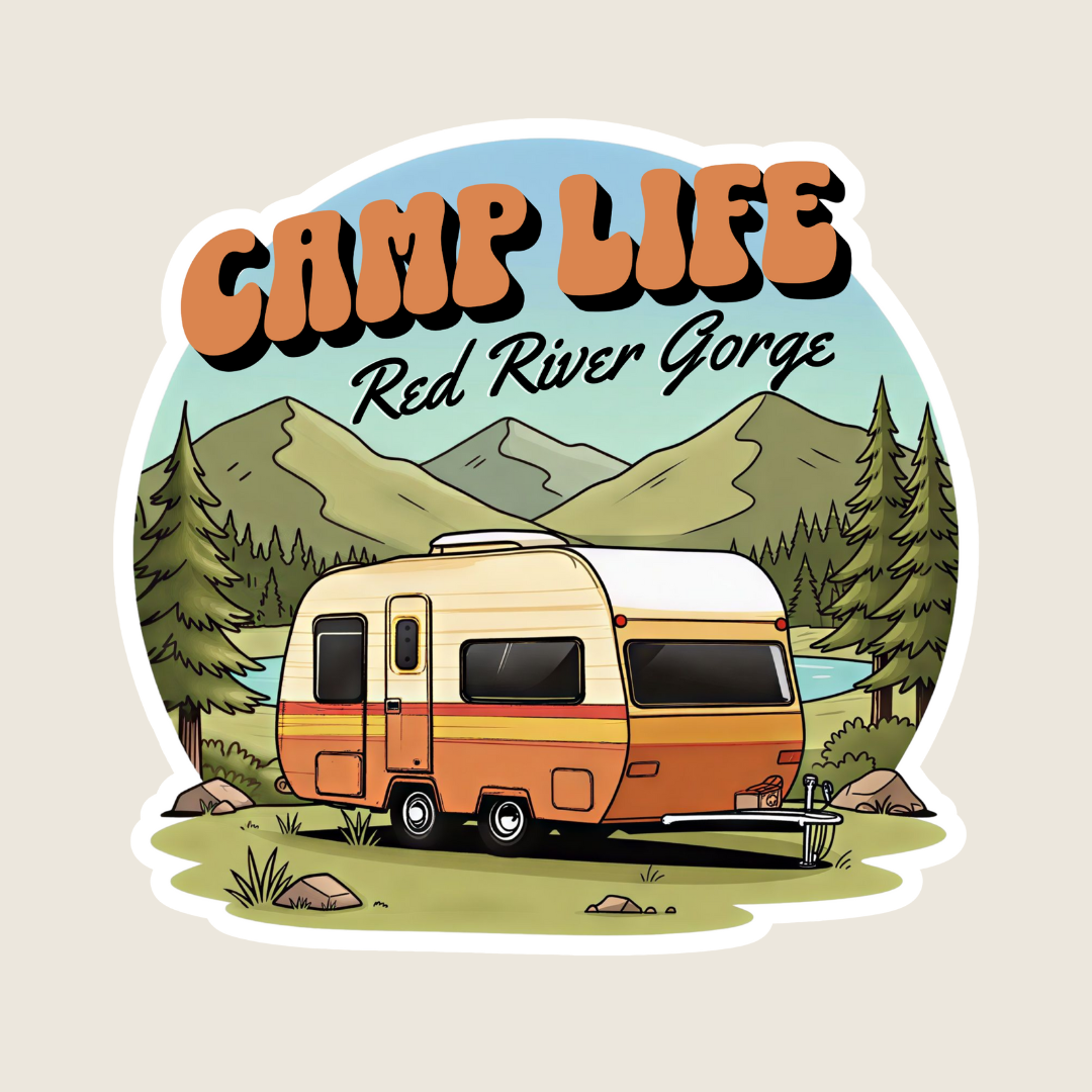 Retro Mountain Camp Life Custom Sticker
