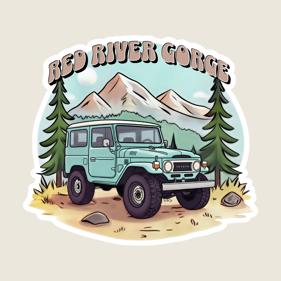 Vintage Land Cruiser in the Mountains Custom Sticker