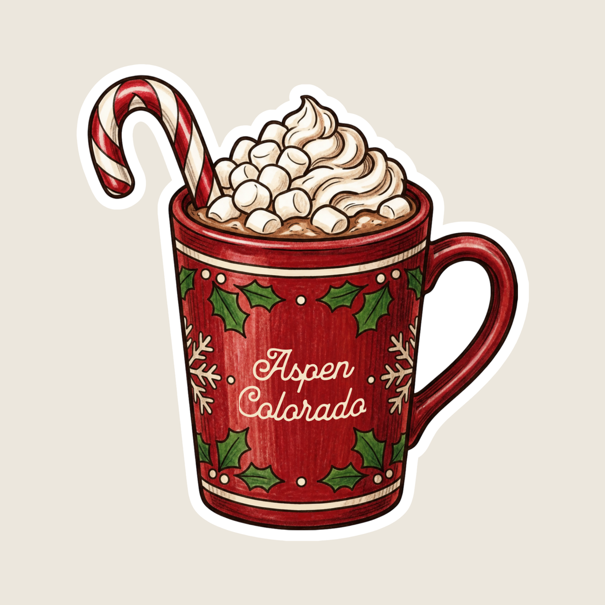 Cup of Hot Chocolate Custom Christmas Sticker