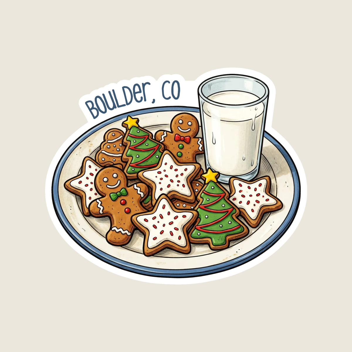 Christmas Cookies and Milk Custom Sticker