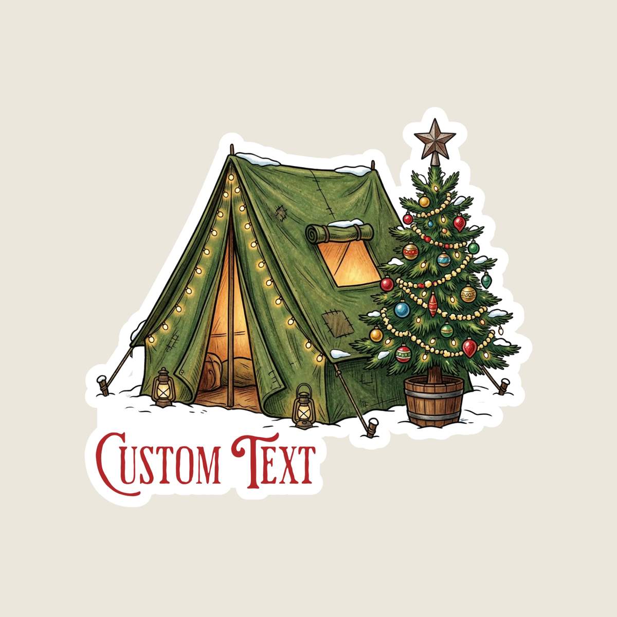 Christmas Camping Tent Custom Sticker