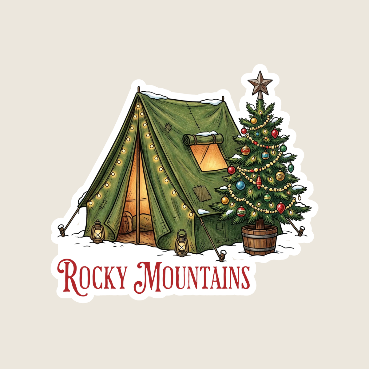 Christmas Camping Tent Custom Sticker