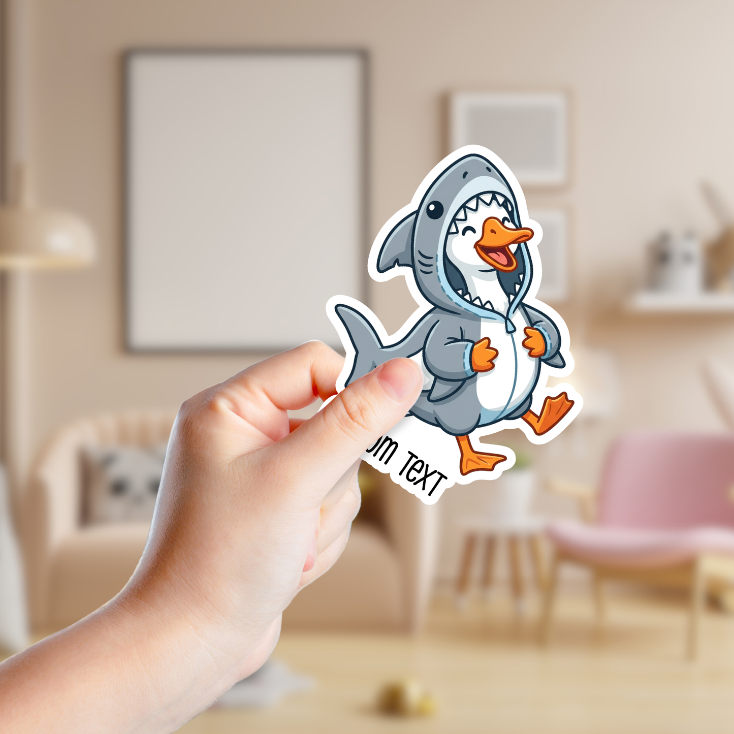 Silly Goose Dressed as a Shark Custom Funny Sticker