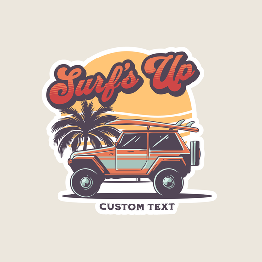 Retro Surf's Up Custom Vinyl Sticker