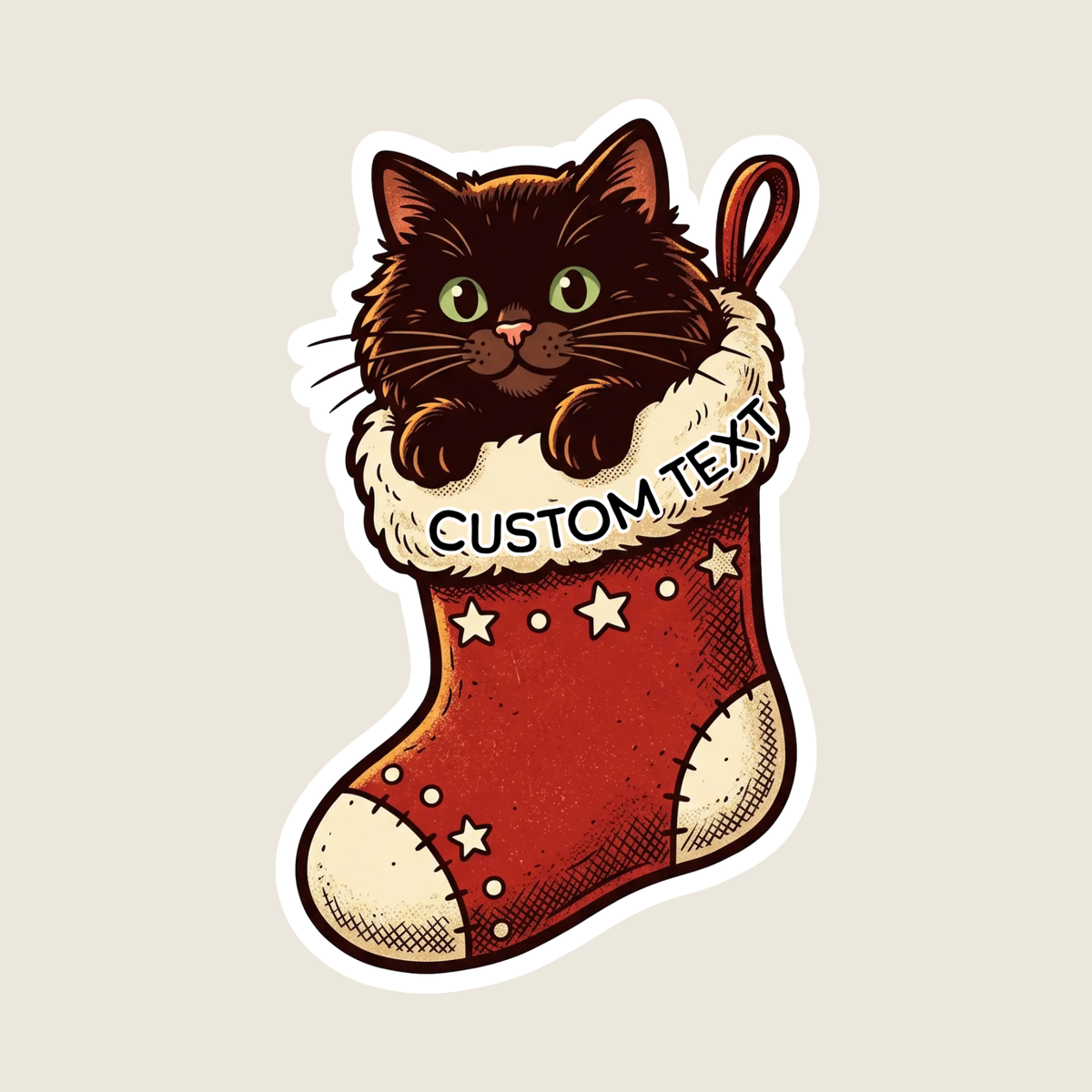 Kitten in a Stocking Custom Christmas Sticker
