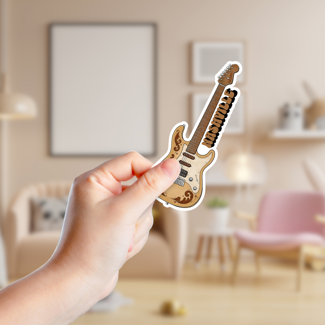 Brown Guitar Custom Sticker