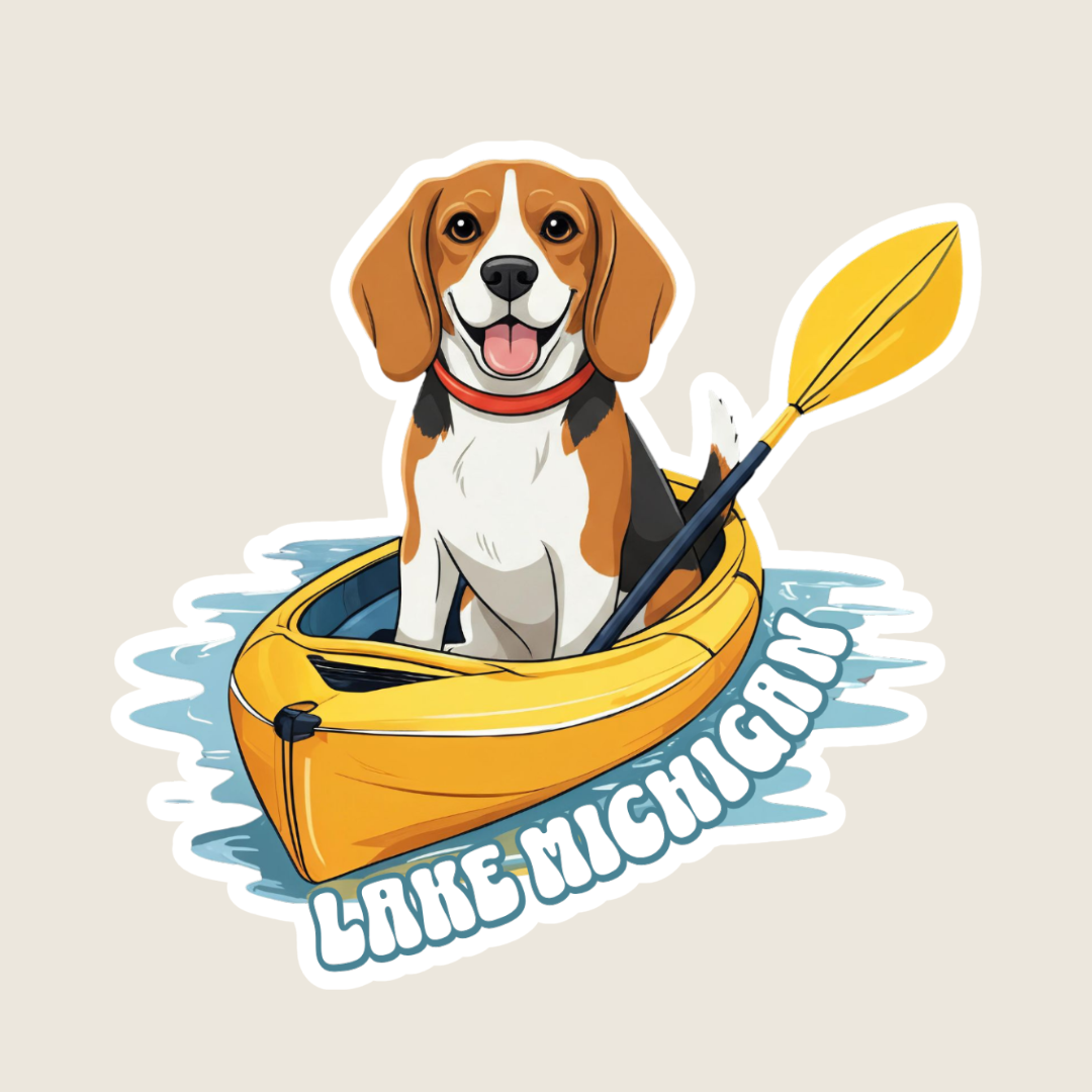 Kayaking Beagle Custom Souvenir Sticker