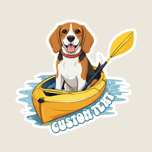 Kayaking Beagle Custom Souvenir Sticker