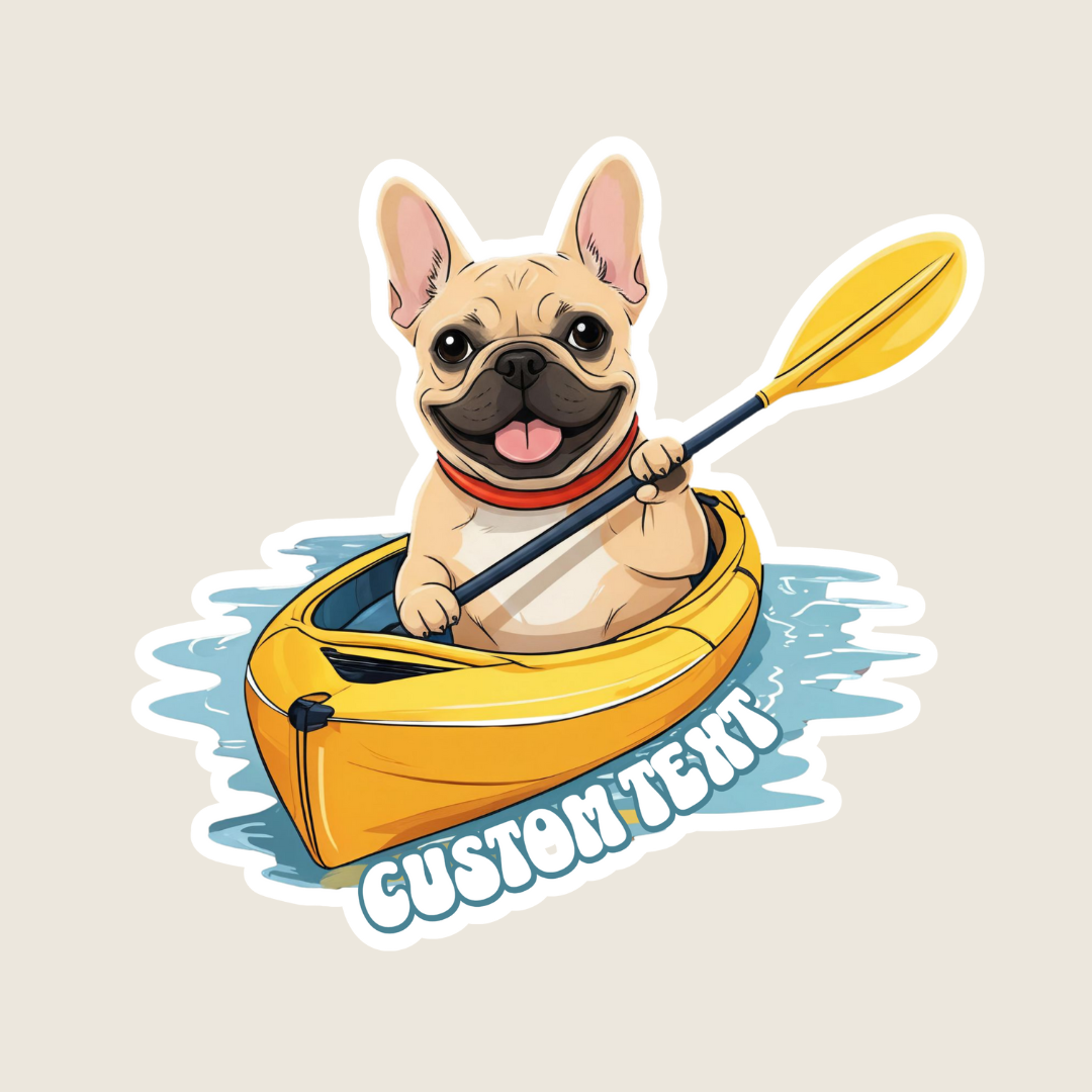 Kayaking French Bulldog Custom Souvenir Sticker