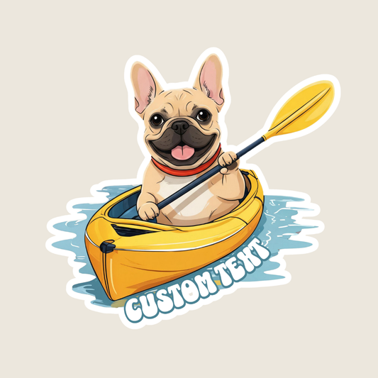 Kayaking French Bulldog Custom Souvenir Sticker