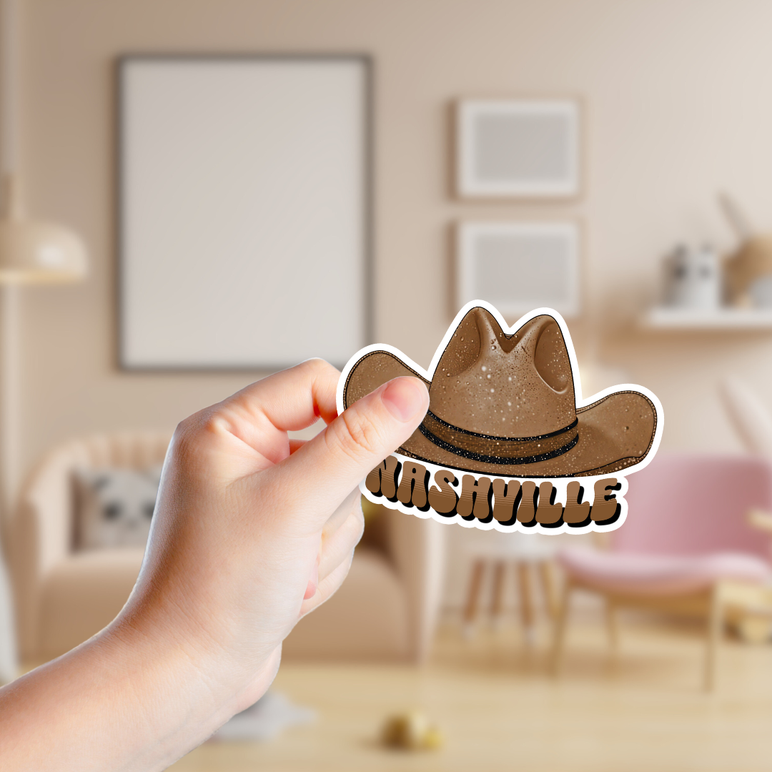 Sparkly Brown Cowgirl Hat Custom Sticker