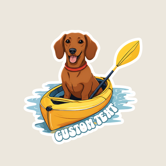 Kayaking Dachshund Custom Souvenir Sticker