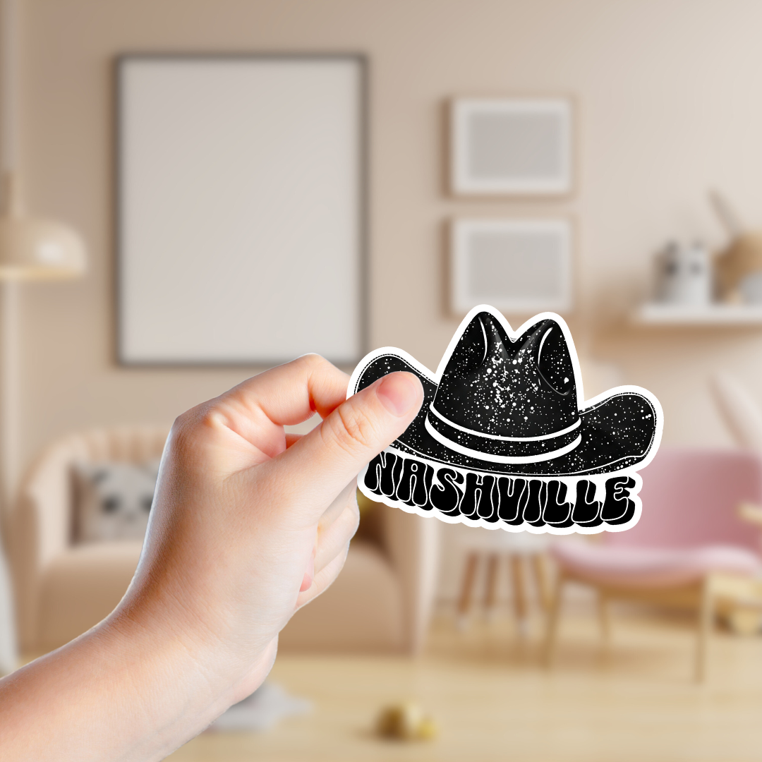 Sparkly Black Cowgirl Hat Custom Sticker
