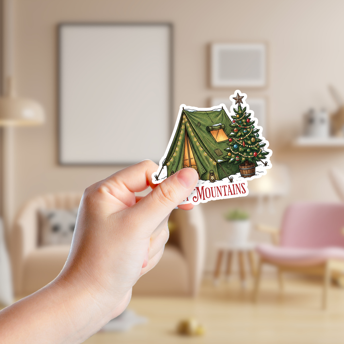 Christmas Camping Tent Custom Sticker
