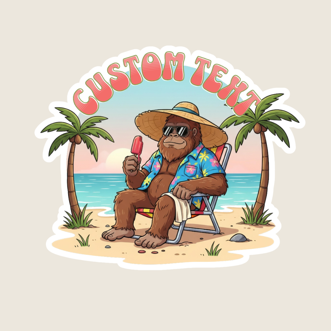Lounging Bigfoot Eating a Popsicle Custom Stickers