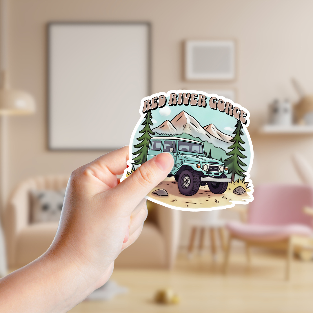 Vintage Land Cruiser in the Mountains Custom Sticker