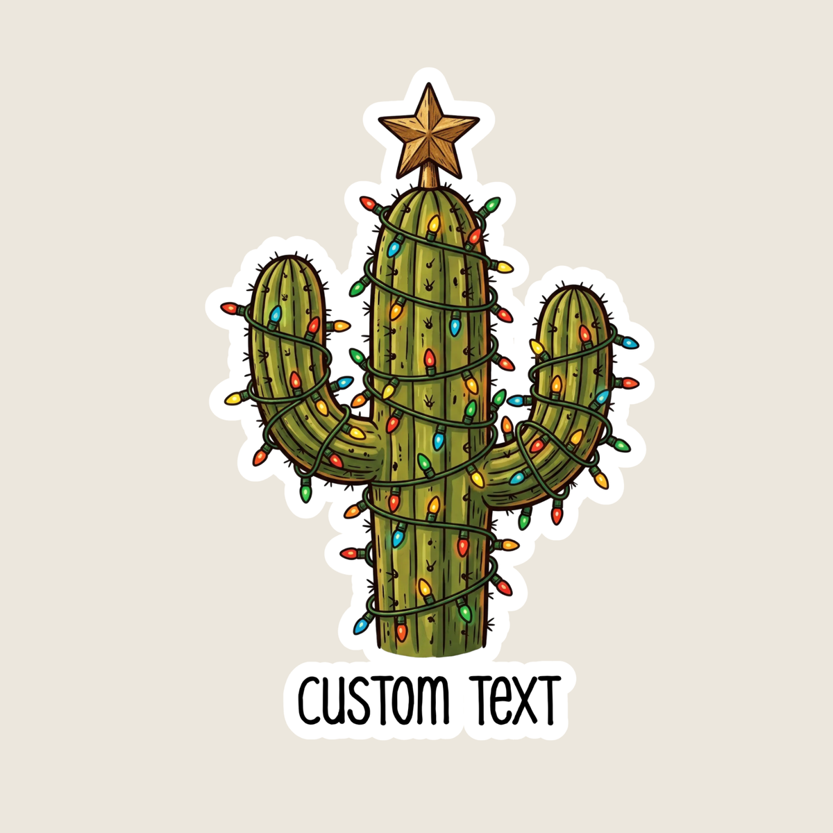 Christmas Cactus Custom Sticker