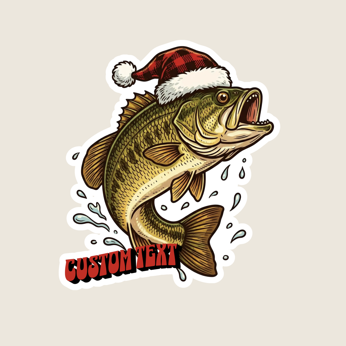 Fish Wearing a Santa Hat Custom Sticker