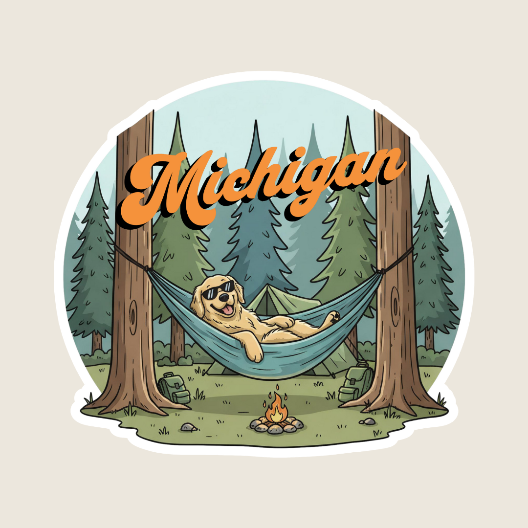 Hammocking Golden Retriever Custom Souvenir Sticker