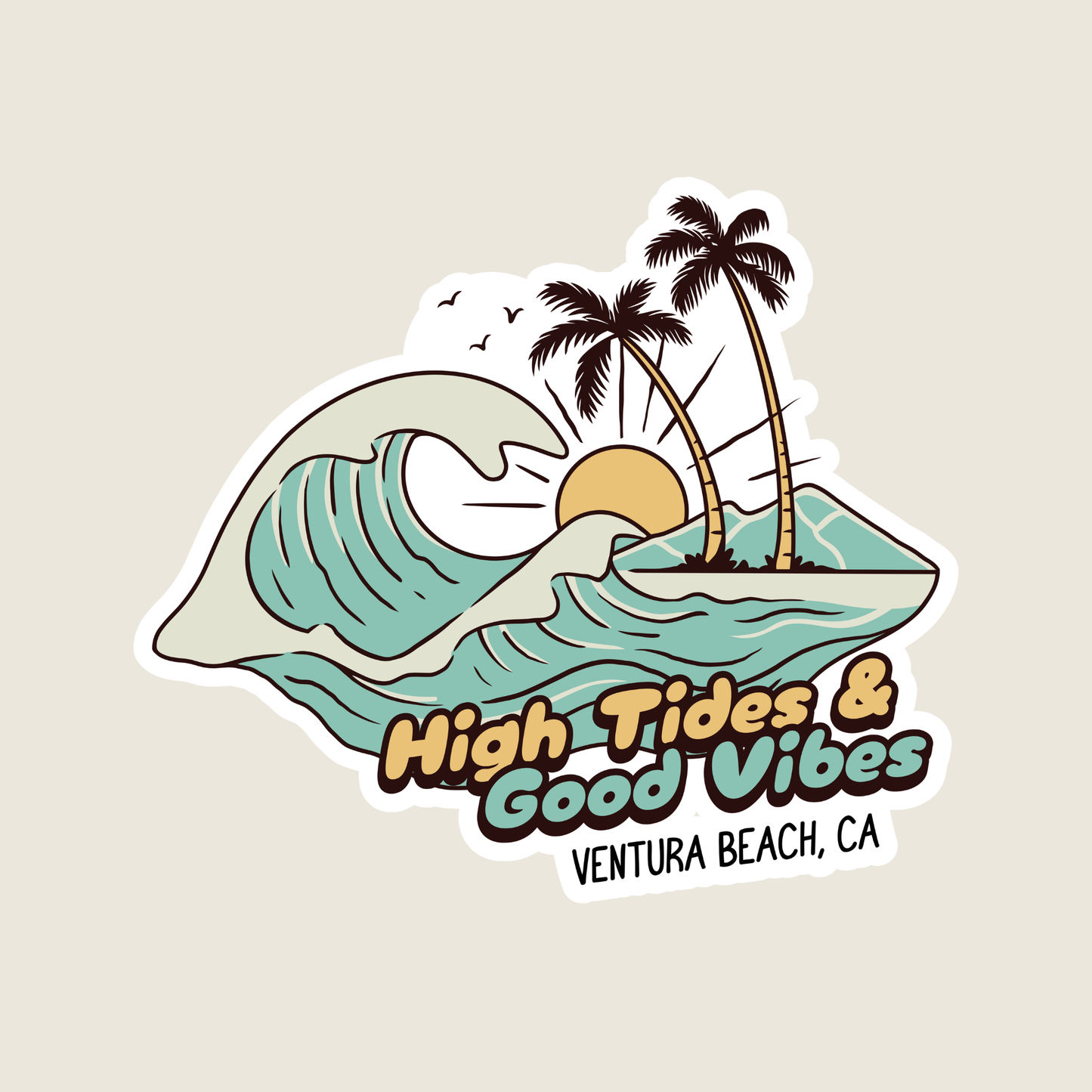 High Tides and Good Vibes Custom Vinyl Sticker
