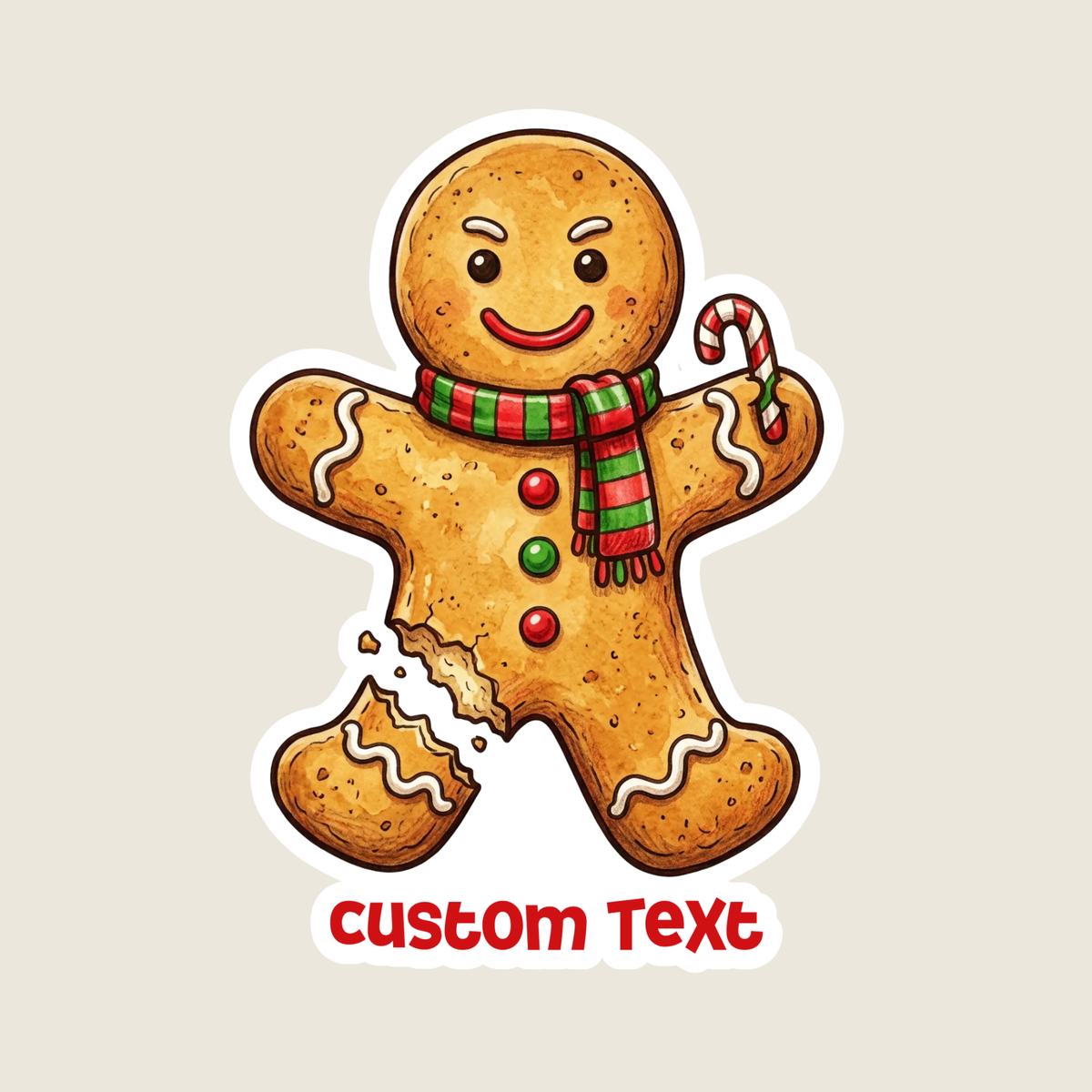 Gingerbread Man Custom Christmas Sticker