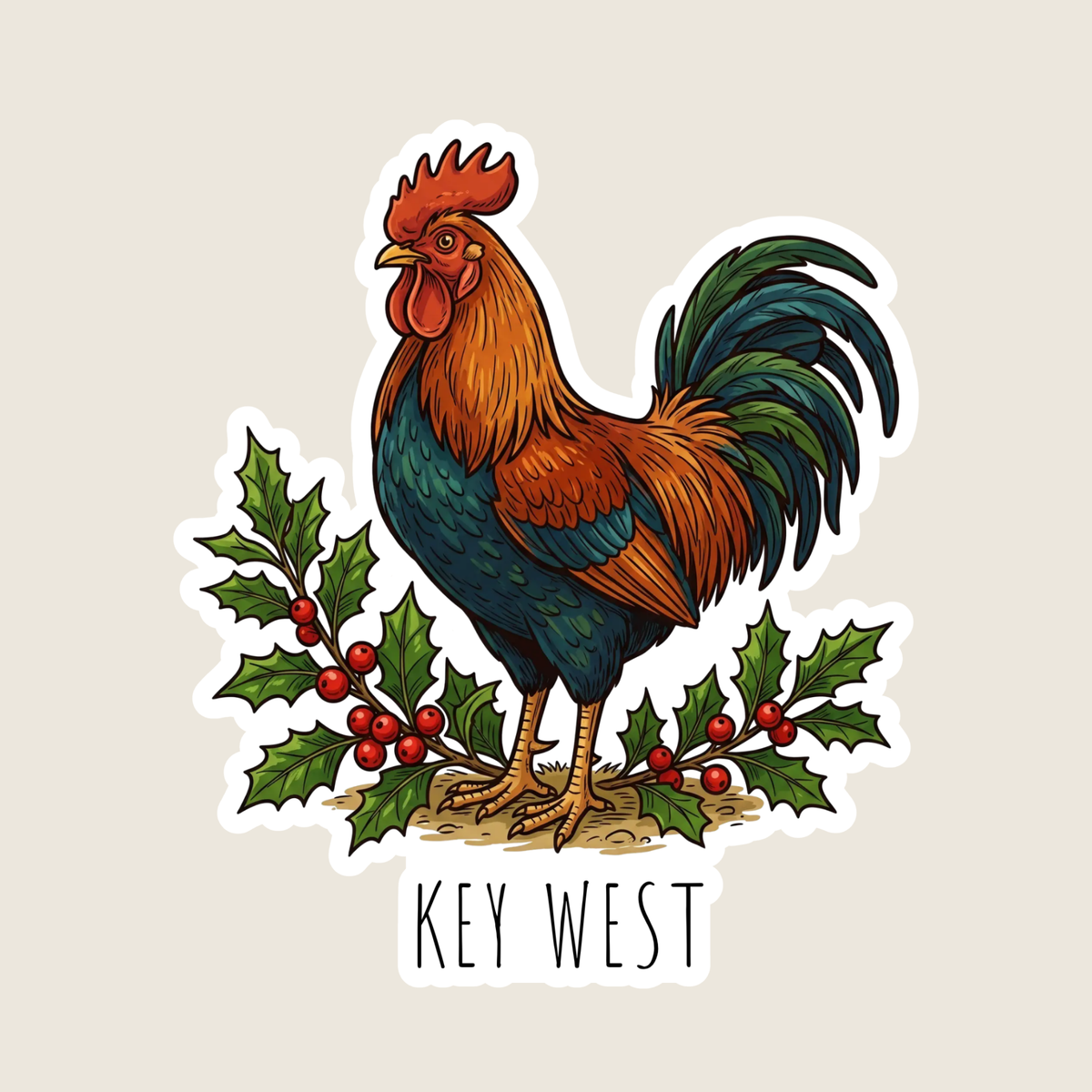 Christmas Rooster Custom Sticker