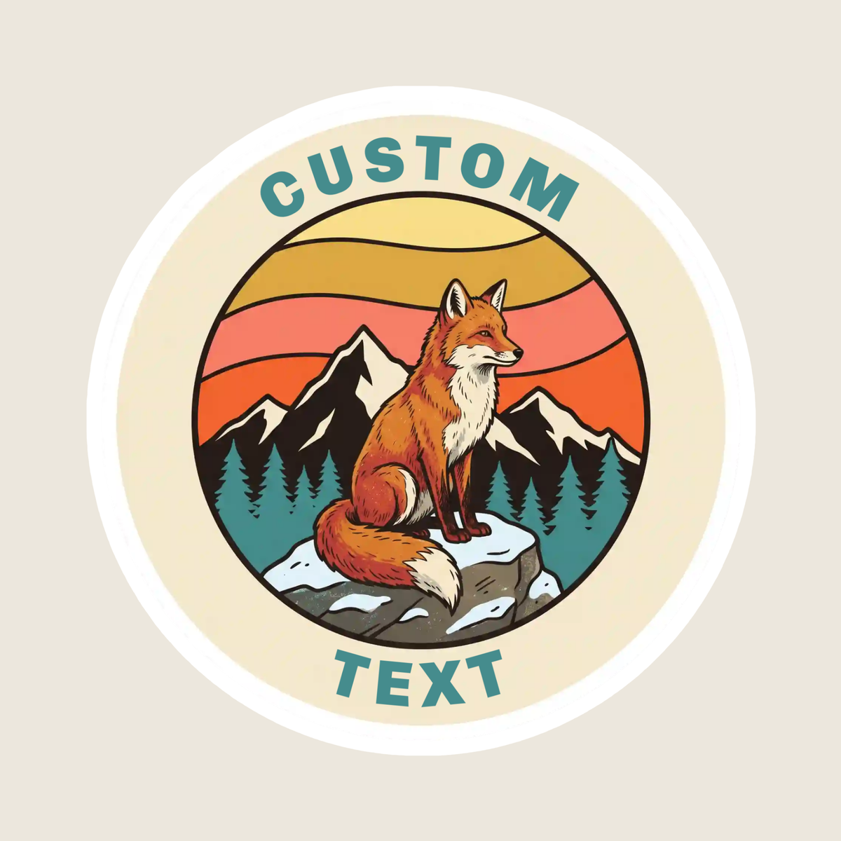 Retro Vintage Fox in the Mountains Custom Sticker