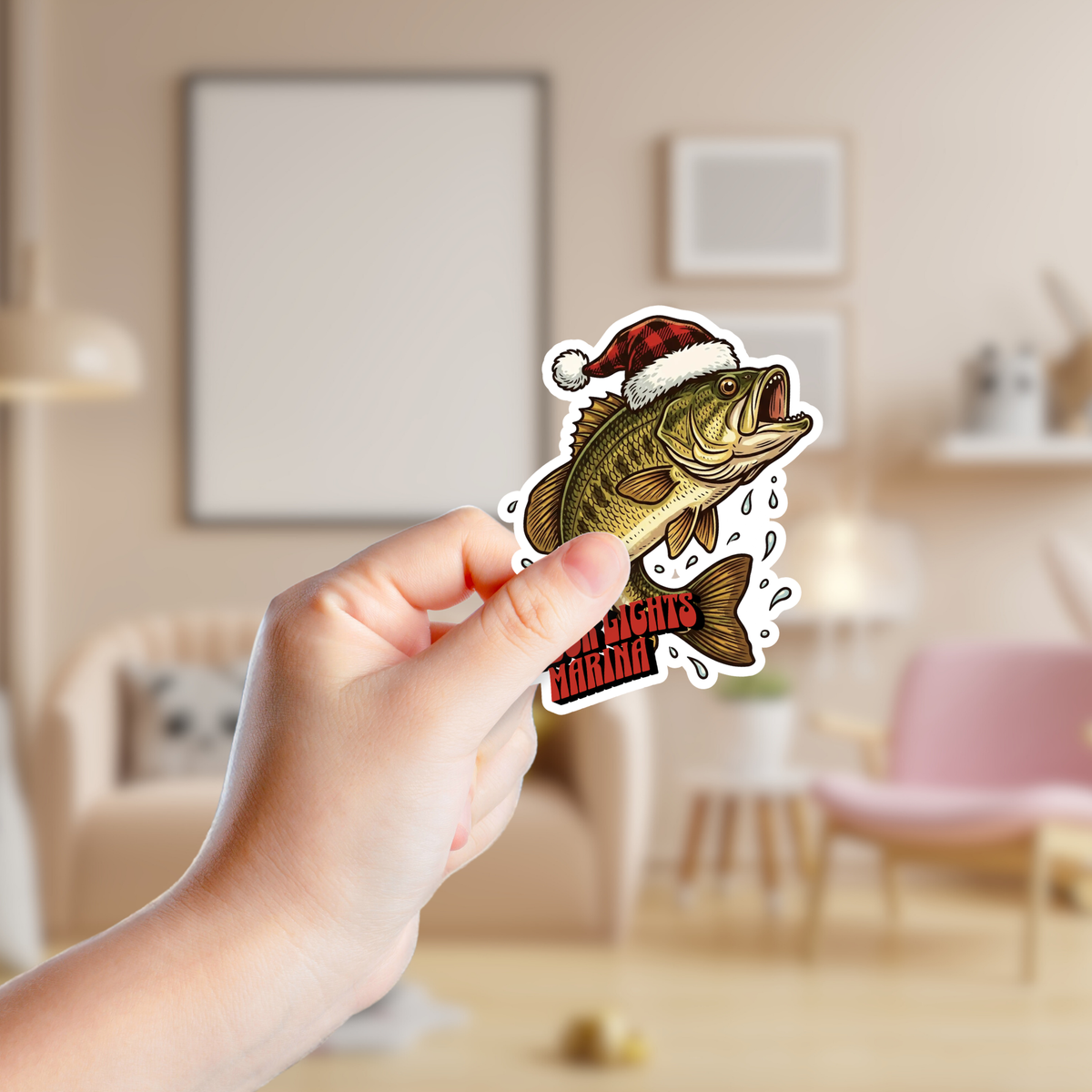 Fish Wearing a Santa Hat Custom Sticker