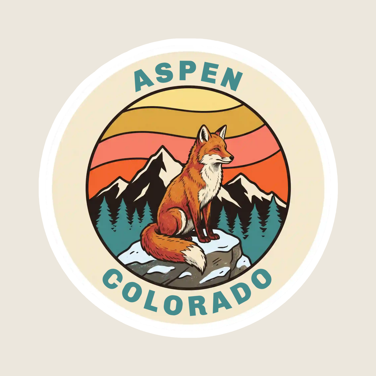 Retro Vintage Fox in the Mountains Custom Sticker