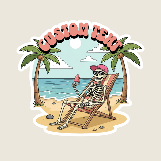 Lounging Skeleton Eating a Popsicle Custom Stickers