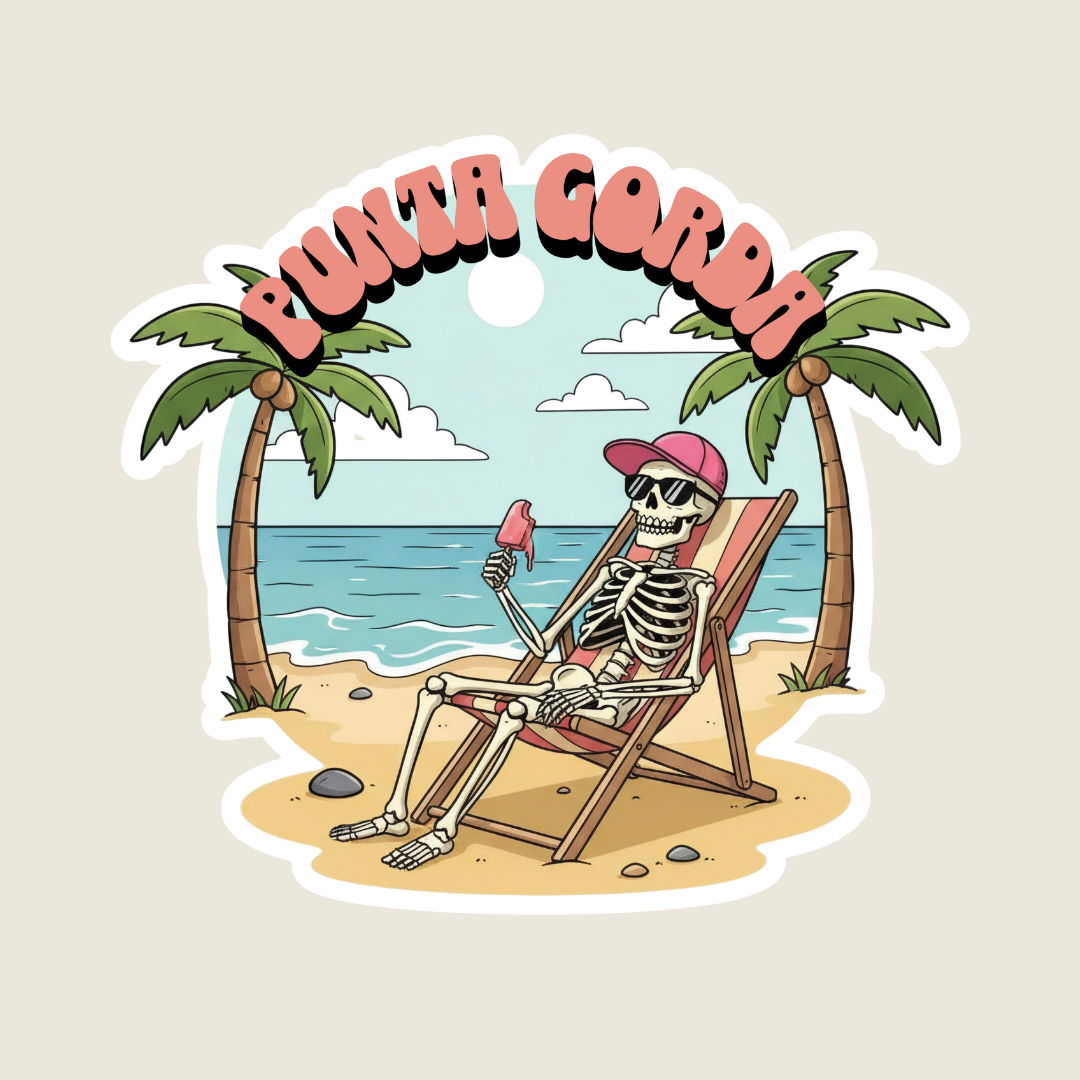 Lounging Skeleton Eating a Popsicle Custom Stickers