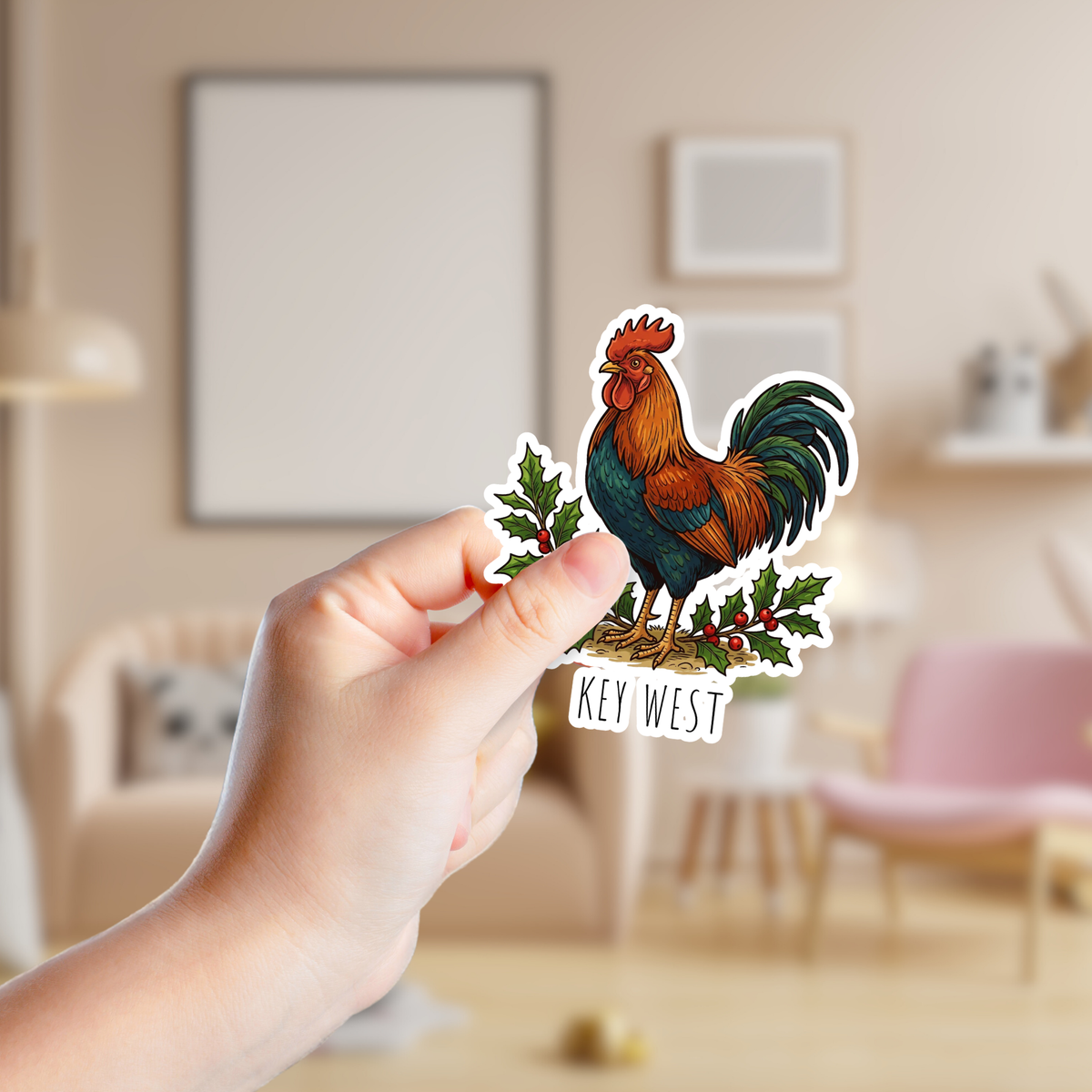 Christmas Rooster Custom Sticker