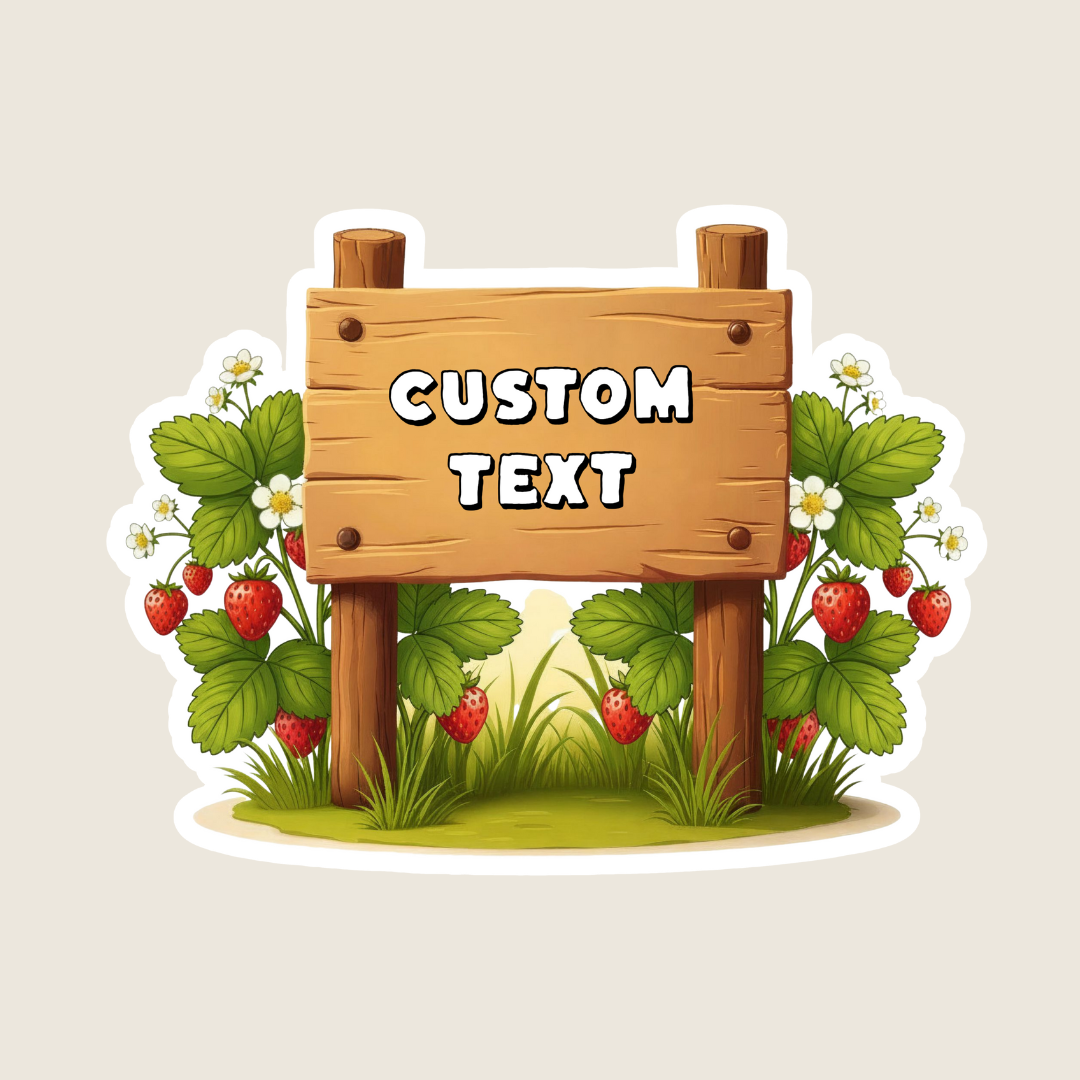 Rustic Strawberry Patch Sign Custom Sticker