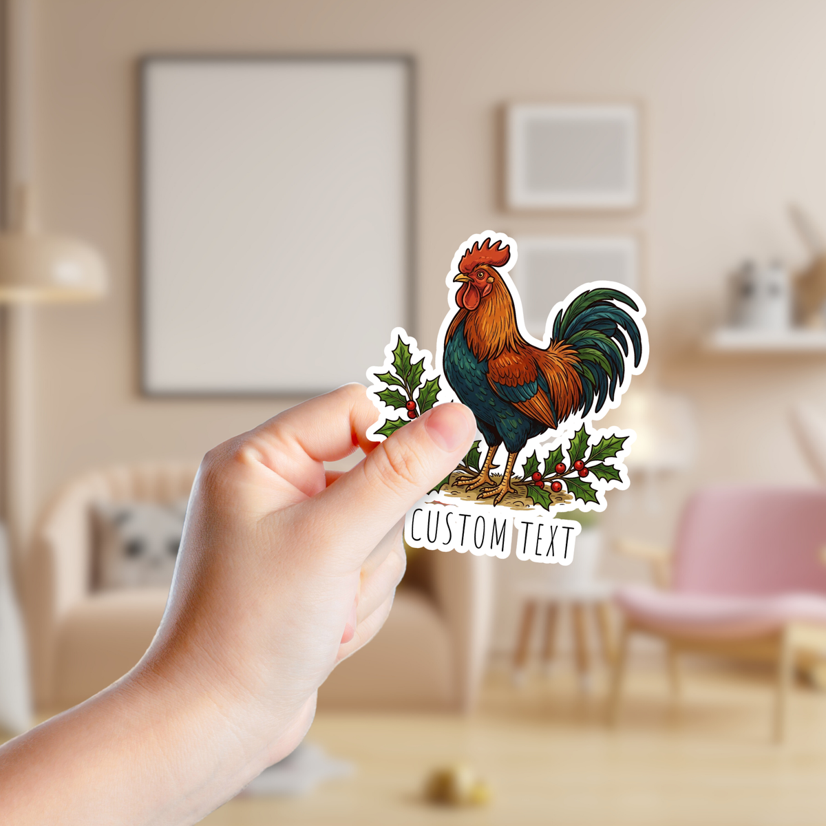 Christmas Rooster Custom Sticker