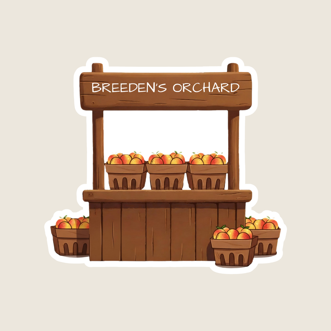 Rustic Peach Farm Stand Custom Sticker
