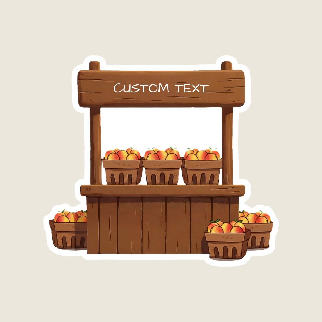 Rustic Peach Farm Stand Custom Sticker