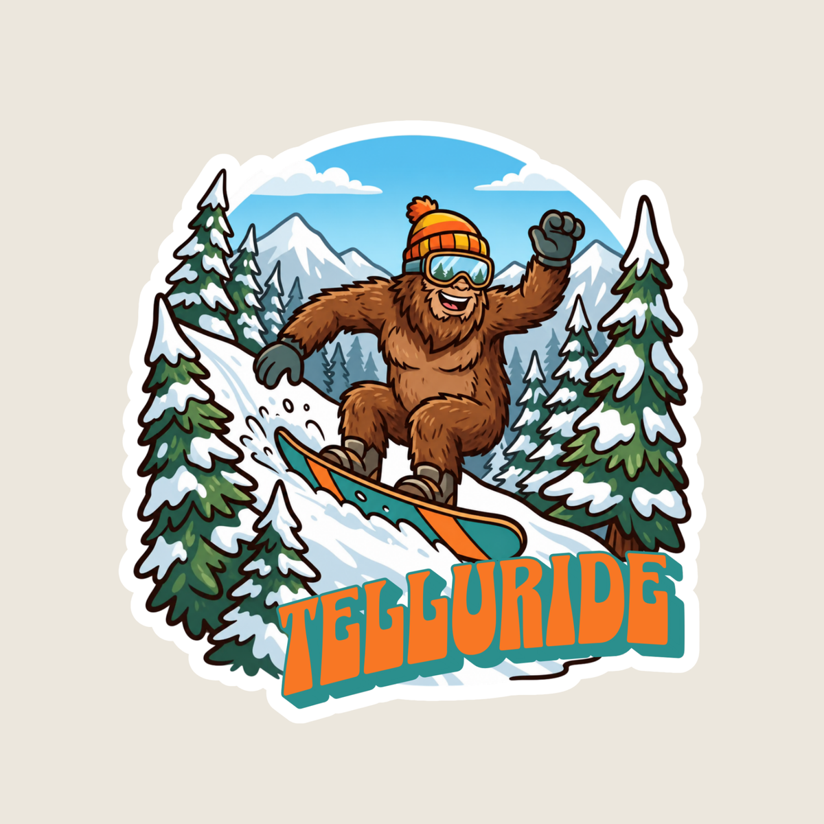 Big Foot Snow Boarding Custom Sticker