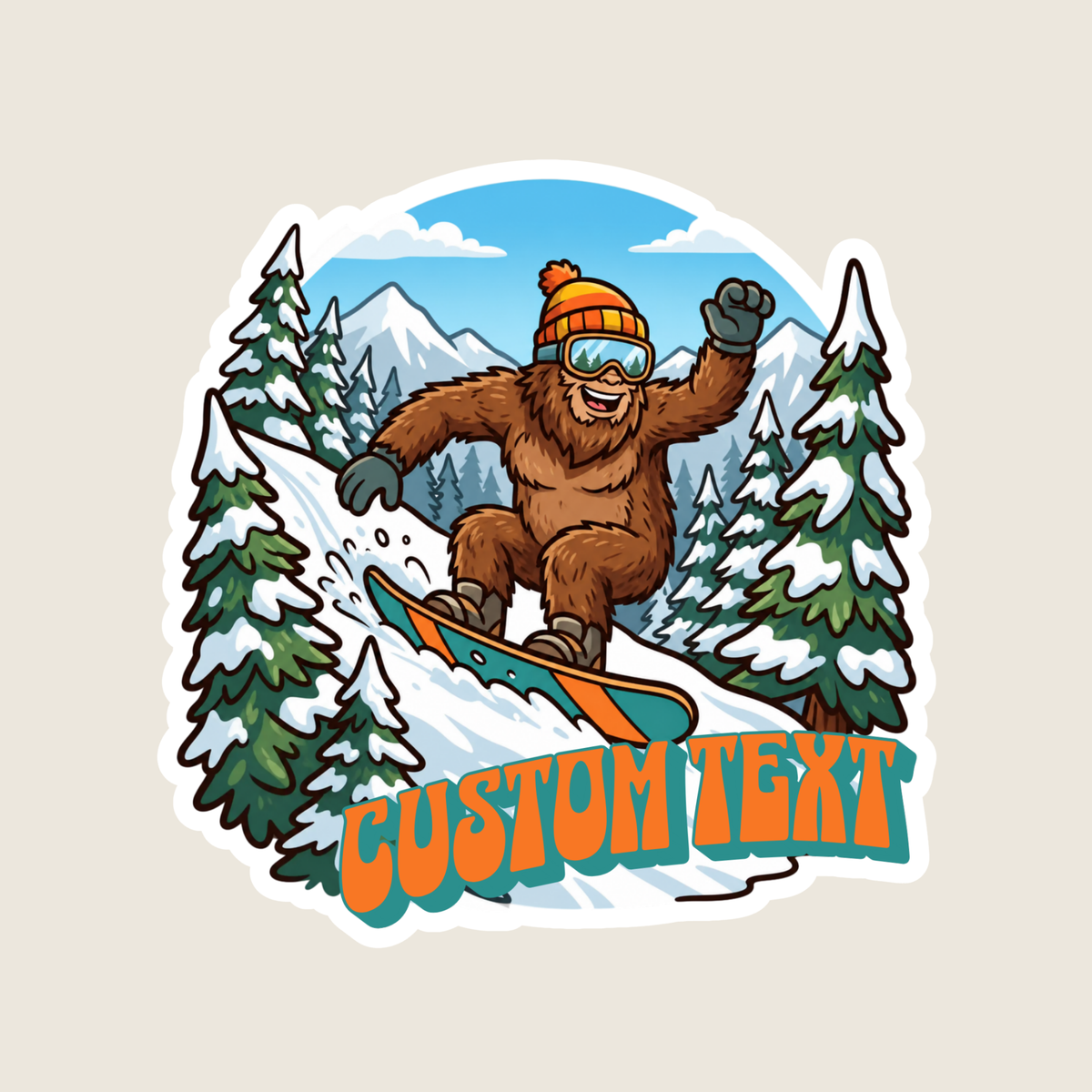 Big Foot Snow Boarding Custom Sticker