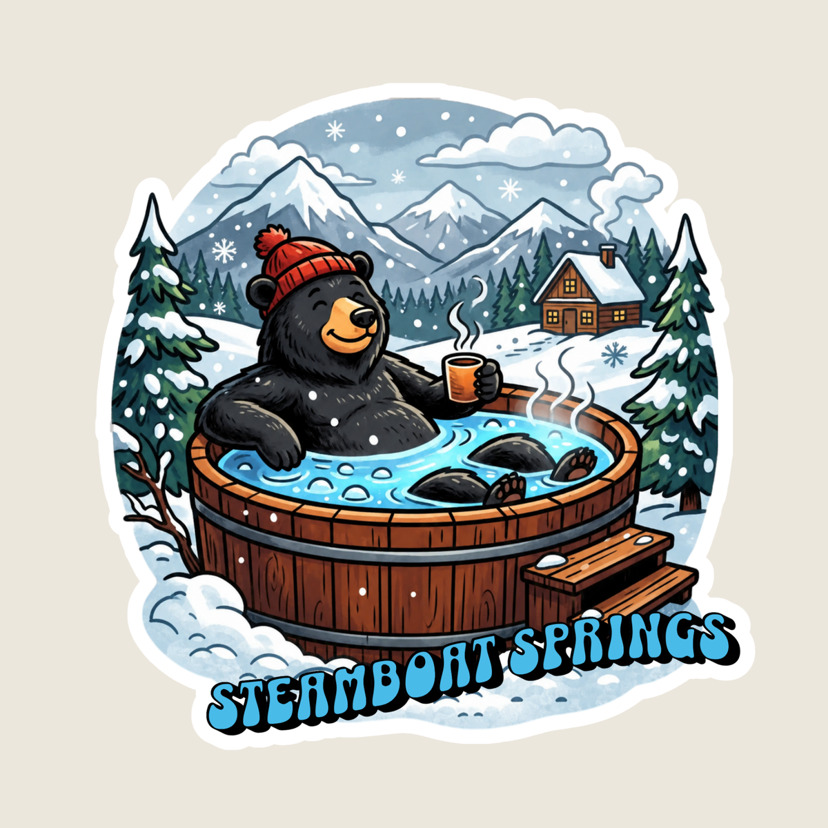 Black Bear at Hot Springs Custom Sticker