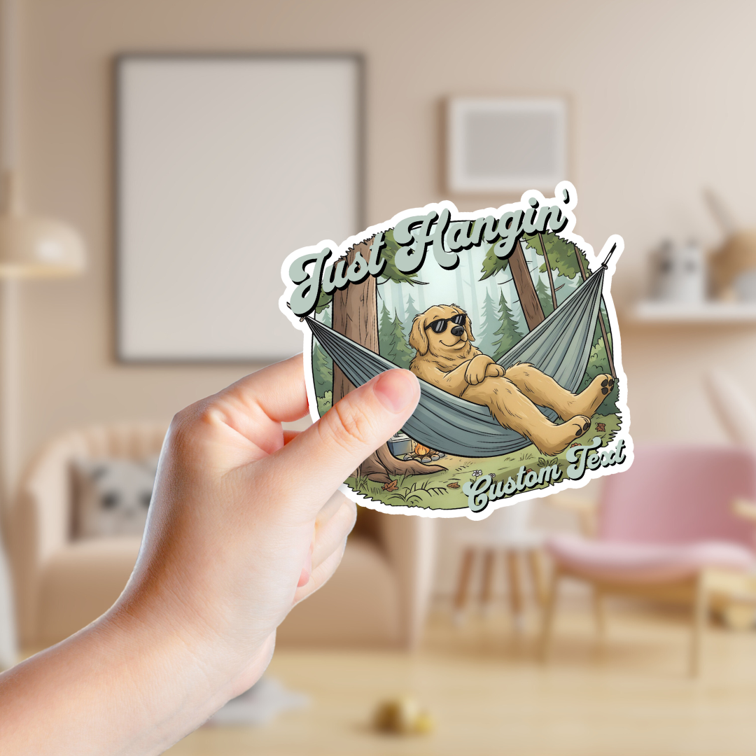 Just Hangin' Golden Retriever Custom Sticker