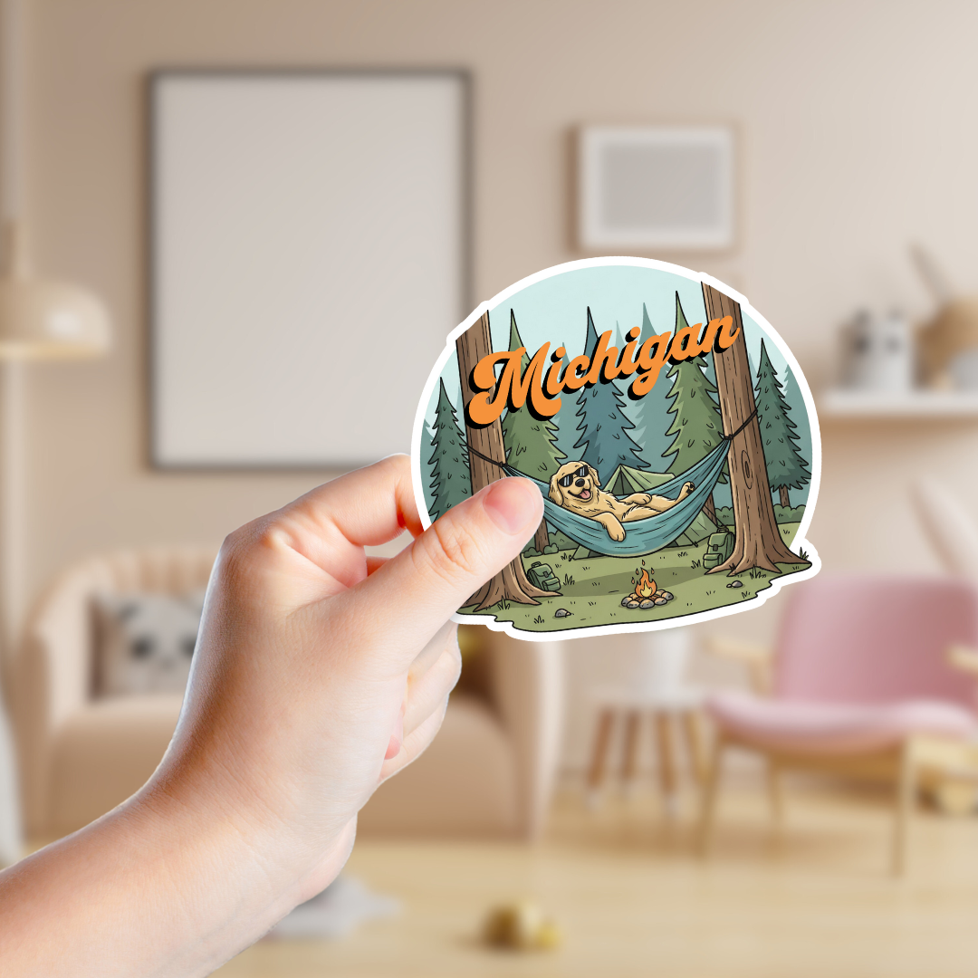 Hammocking Golden Retriever Custom Souvenir Sticker