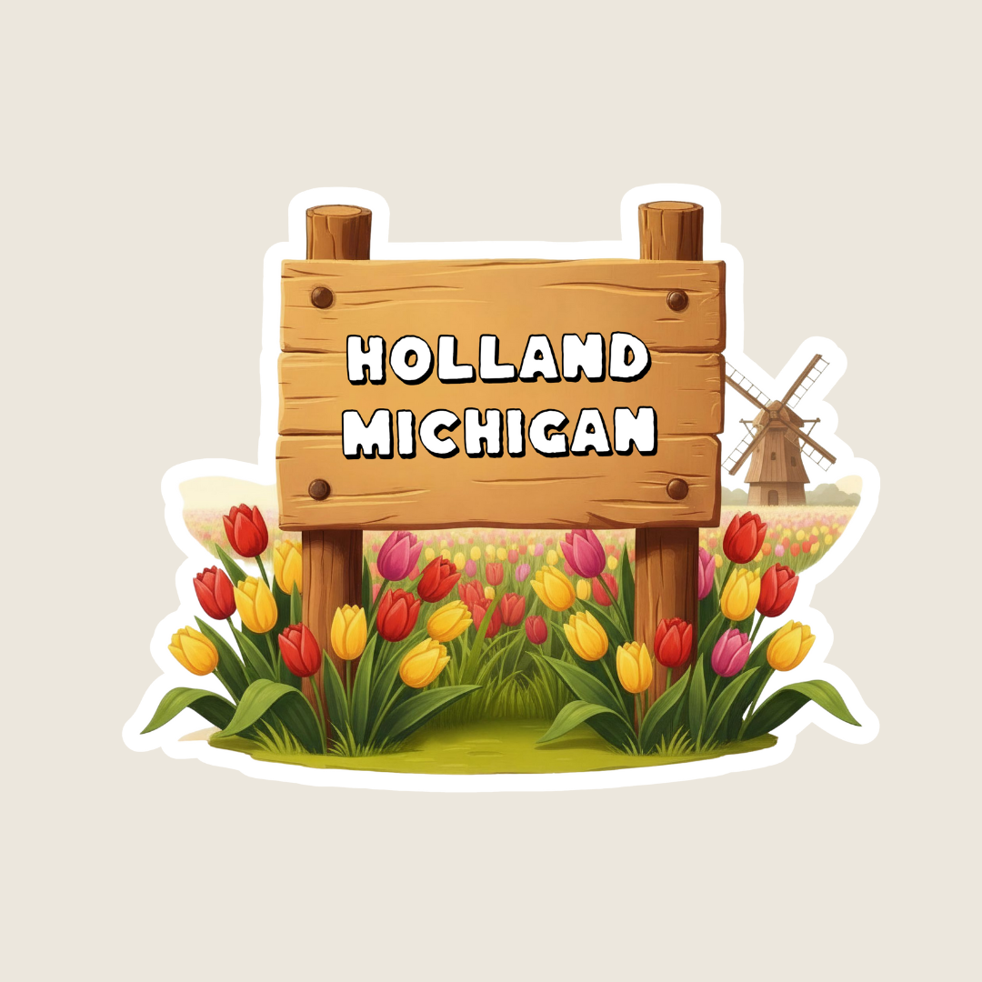 Rustic Tulip Field Sign Custom Sticker