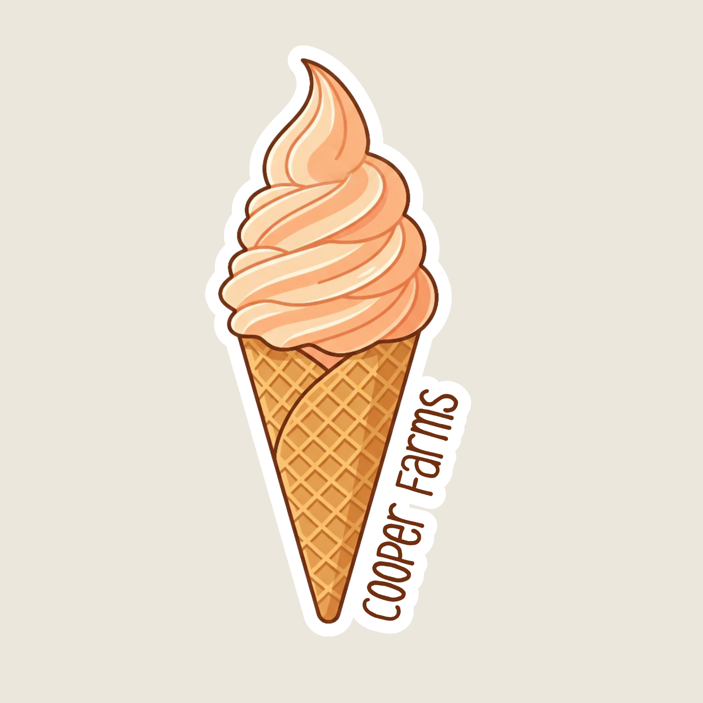 Peach Soft Serve Ice Cream Custom Vinyl Sticker
