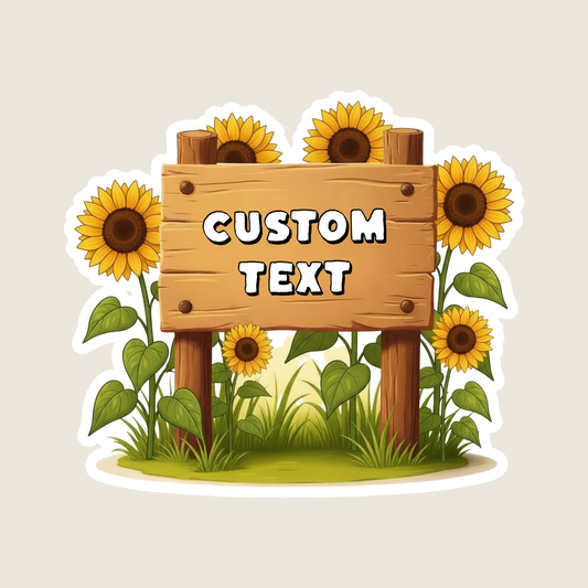 Rustic Sunflower Patch Sign Custom Sticker