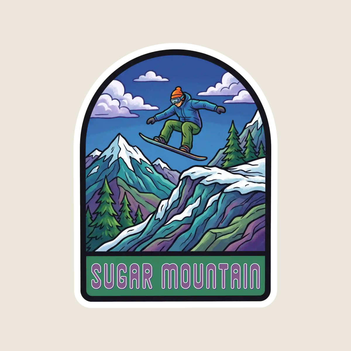 Retro Snowboarding Custom Sticker