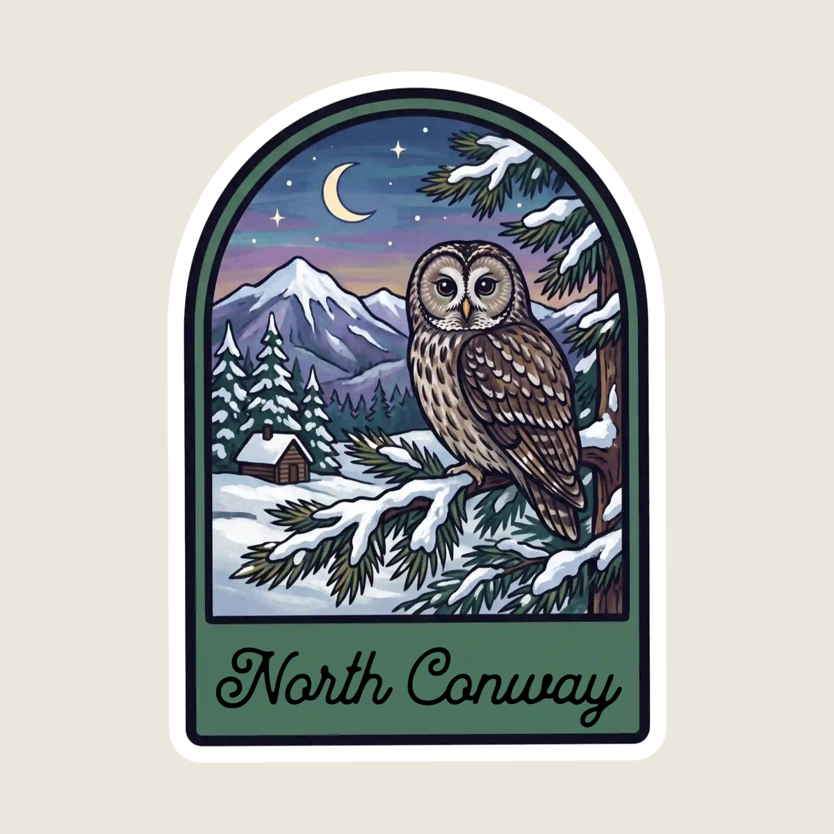 Owl in the Snowy Mountains Custom Sticker