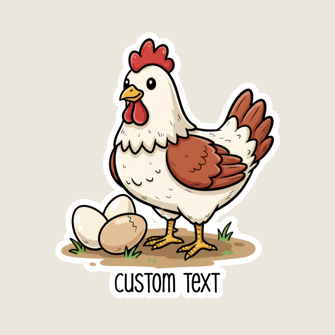 Chicken with Eggs Cute Customizable Souvenir Sticker
