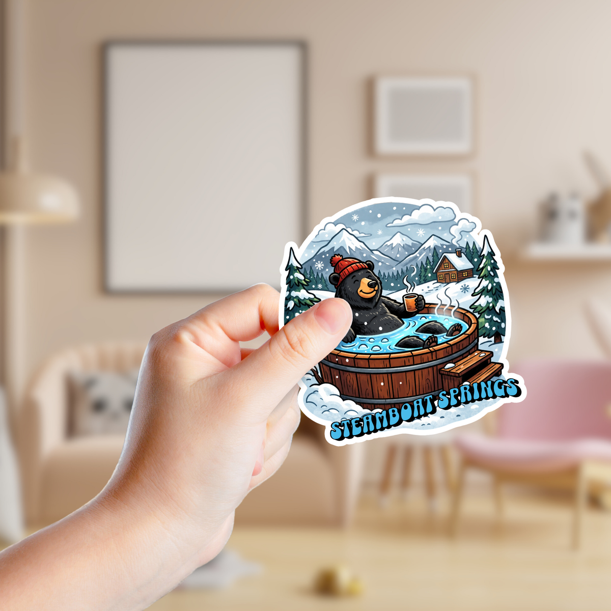 Black Bear at Hot Springs Custom Sticker